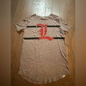 PINK Victoria Secret gray burnout LOUISVILLE Shirt size XS pink logo game
